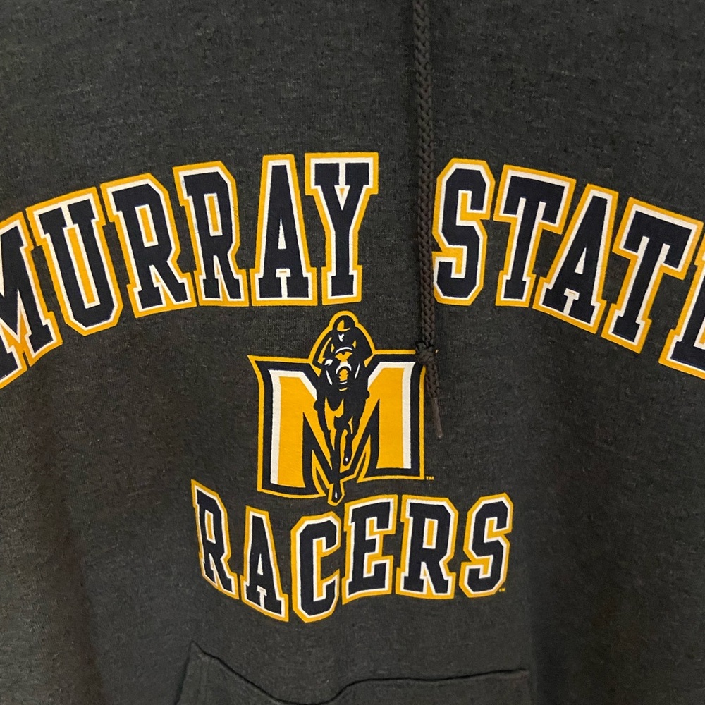 Champion Hooded Sweatshirt - Charcoal Gray with Blue and Red Logo - Picture 2 of 6